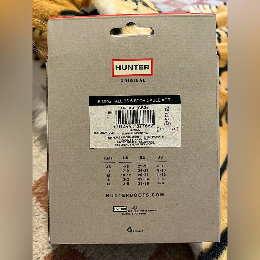 Hunter Kids Boots Socks grey cable knit szXS
